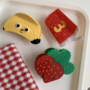 Handgemaakte Acetaat Haarklauw In Fruitvorm Zoete Aardbei Banaan Drinkbeker Haarklem Zoete Mode Haaraccessoires Voor Dames