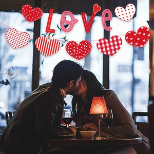 Valentine's Day red heart banner and Love letter hanging decorations for romantic party