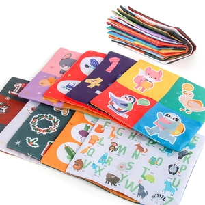Educational baby cloth book set featuring colorful alphabet and animal patterns
