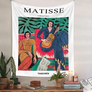 Artistic Bohemian wall tapestry featuring Henri Matisse La Musique painting for home decor