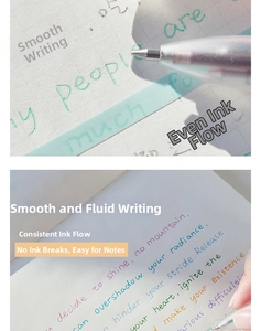 Close-up of smooth metal pen tip writing fluidly on grid paper with ink texture