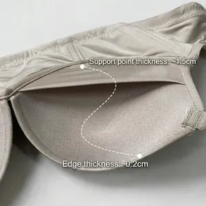 Seamless push-up ice silk bra showing 1.5cm padded cup thickness for lift