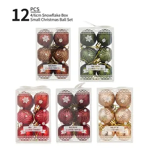 Christmas Ball Ornaments Plastic Glitter Snowflake Leaf Pattern Baubles For Holiday Tree Party Decorations