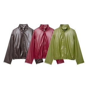 Damen Kunstleder Jacke Und Rock Oder Hose Elegant Einfarbig Hohe Taille Locker Lässig Mode Chic Streetwear