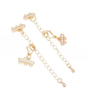 Gold 18K plated extender chain with lobster clasp and sparkling zircon connector