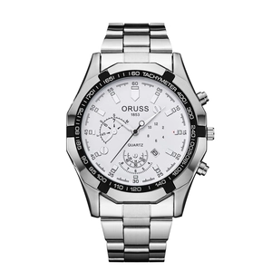 Orologio da Uomo al Quarzo Business Moda Cinturino in Acciaio Inossidabile Impermeabile Calendario Tachimetro Multi Quadrante Orologio da Polso