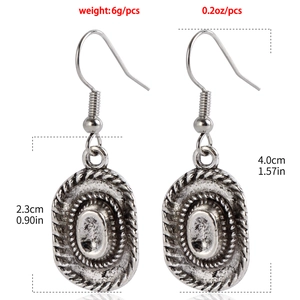 Boucles d'oreilles chapeau de cowboy vintage avec mesures de poids et de taille