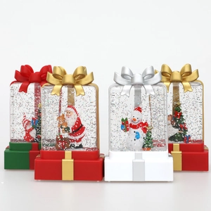Christmas water lantern gift box set with Santa Claus snowman and glitter liquid
