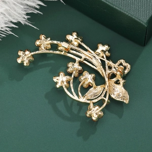 Elegant gold flower cluster brooch featuring alloy construction and secure pin back