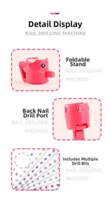 Detail of pink cat-shaped hair bedazzler kit with various colorful gem stone stickers