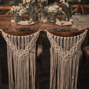 Handmade Macrame Wall Hanging Cotton Rope Fringed Tassel Boho Chair Back Decor Wedding Party Romantic Home Accessory