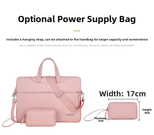 Borsa rosa per laptop e custodia per alimentatore con tracolla regolabile