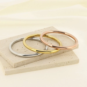 Minimalist 18k gold plated stainless steel hollow bangles in gold, silver and rose gold