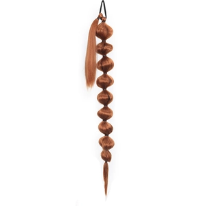 Detail of red-brown bubble ponytail extension made of premium heat resistant fiber