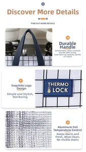 Detail of insulated lunch bag with reinforced handles and thermal foil lining