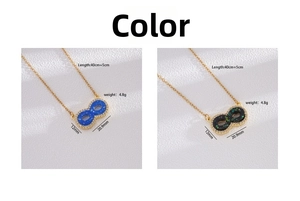 Détails du pendentif infini plaqué or 18 carats avec dimensions et incrustation de zircons