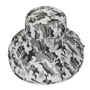 Outdoor wide brim camouflage sun hat with neck flap for fishing and hiking