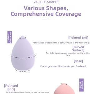 Detail of tear-drop and gourd non-latex makeup sponges showing precise application zones