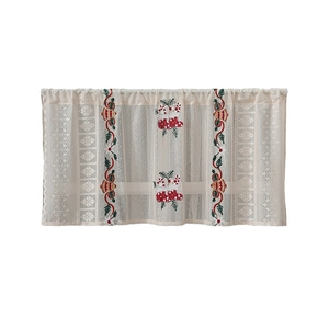 American Christmas lace curtain featuring festive bells embroidery and snowflake patterns