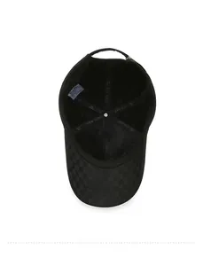 Detail view of the thermal fleece lining and checkered brim of the men's baseball cap