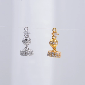 Exquisite S925 sterling silver crown tassel charms with cubic zirconia for DIY jewelry