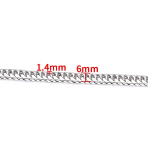 Double woven stainless steel curb chain 6mm wide with 1.4mm thickness measurement