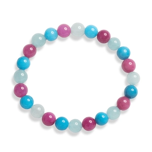 Bracelet élastique en pierres naturelles de 8mm avec perles roses, bleu ciel et turquoise