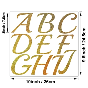 3 inch gold glitter alphabet stickers A-J for DIY wedding and graduation party decor