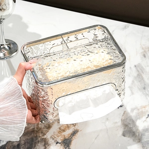 Luxus-Taschentuchbox mit Wasserwellenmuster und Silberrand für Wohnzimmertische