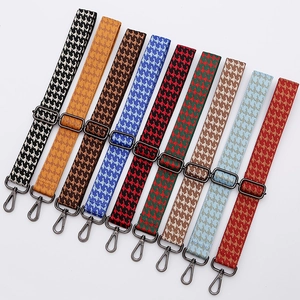 Wide adjustable houndstooth shoulder straps in various colors for crossbody handbags