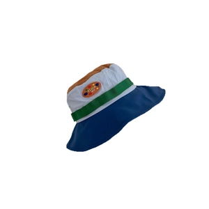 Breathable color-block bucket hat for kids with adjustable outdoor sun protection design