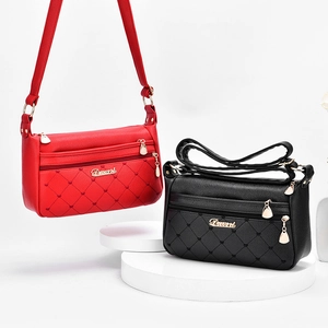 Elegant quilted PU leather crossbody bags for women with heart stitching and gold hardware