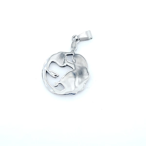 Vintage Medusa pendant in silver stainless steel on a professional white background