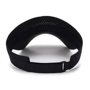 Visiera parasole sportiva nera con tesa allungata e cinturino regolabile in velcro