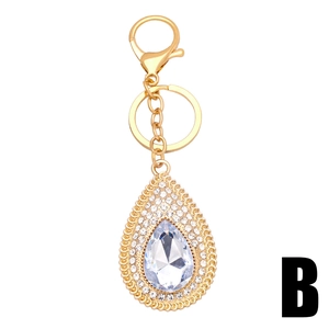 Sparkling waterdrop crystal keychain with gold metal plating and lobster clasp for bags