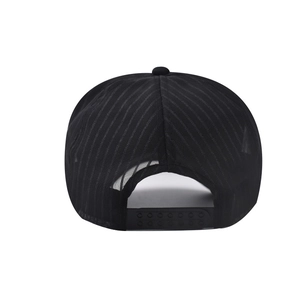 Close-up of the adjustable plastic snapback closure and breathable mesh of the black truck cap