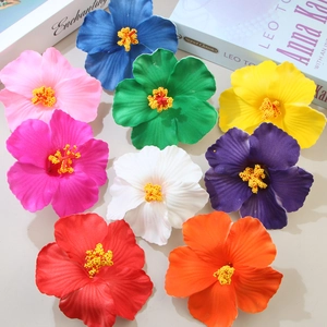 Colorful artificial hibiscus flower hair clips set for tropical beach vacation style