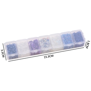 7-grid storage box with colorful iridescent glass crushed stones for DIY crafts, 15.3cm