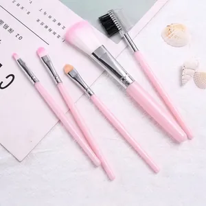 Makeup Brush Collection Professional Beauty Tools Soft Synthetic Fiber Bristles Pink Plastic Handle Portable Eye Face