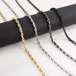 Men's titanium steel link chains in gold, silver, gun black, and black finishes