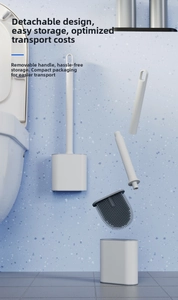 Detail of detachable handle and flexible silicone toilet brush head in modular design