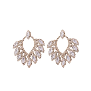 Luxurious drop earrings featuring marquise and round crystals on a gold metal base
