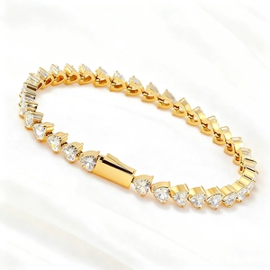 Bracciale Tennis In Zircone A Forma Di Cuore Acciaio Inossidabile Gioielli Di Lusso Eleganti Per Donna Uomo Colore Oro Argento
