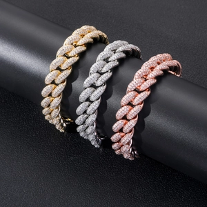 20mm Miami Cuban link bracelets in gold, silver and rose gold with zircon stones