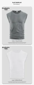 Detail view of breathable 180G jersey fabric on grey and white athletic tank tops