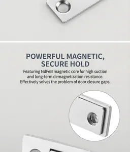 Loquet magnétique puissant en acier inoxydable argenté pour fermeture de porte d'armoire