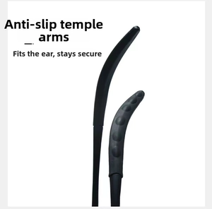 Detail of anti-slip glasses temple tips with ergonomic design and massage texture