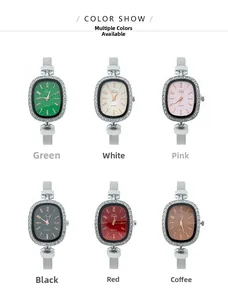 Elegant women's rhinestone quartz watches with mesh straps available in six colors