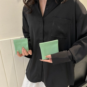 Minimalist mint green square shoulder bag and pouch with spring metal closure clasp