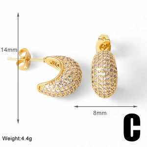 Detailed size view of gold-plated teardrop earrings with pavé-set cubic zirconia stones